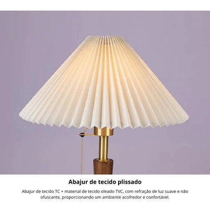 Luminária Abajur de Mesa Retrô Viena Plissado 47cm Conceito 