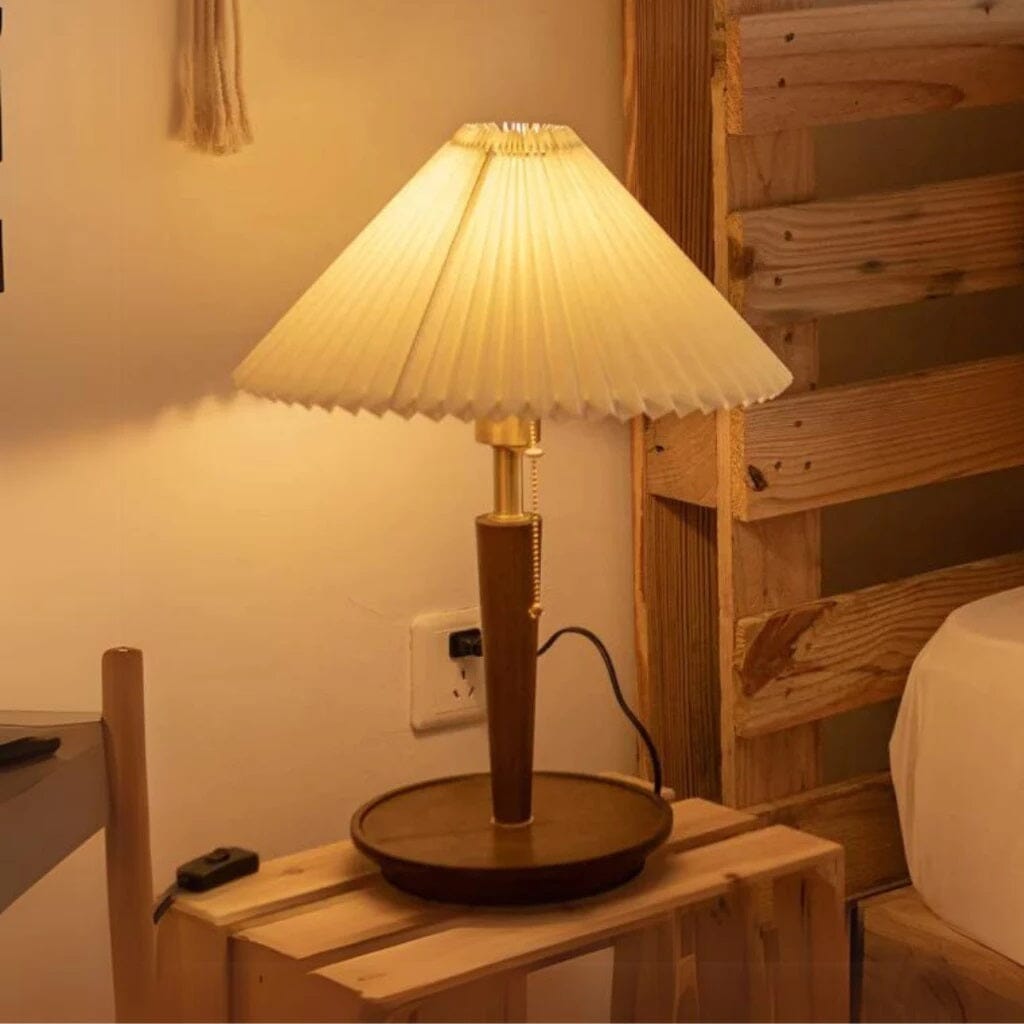 Luminária Abajur de Mesa Retrô Viena Plissado 47cm Conceito 