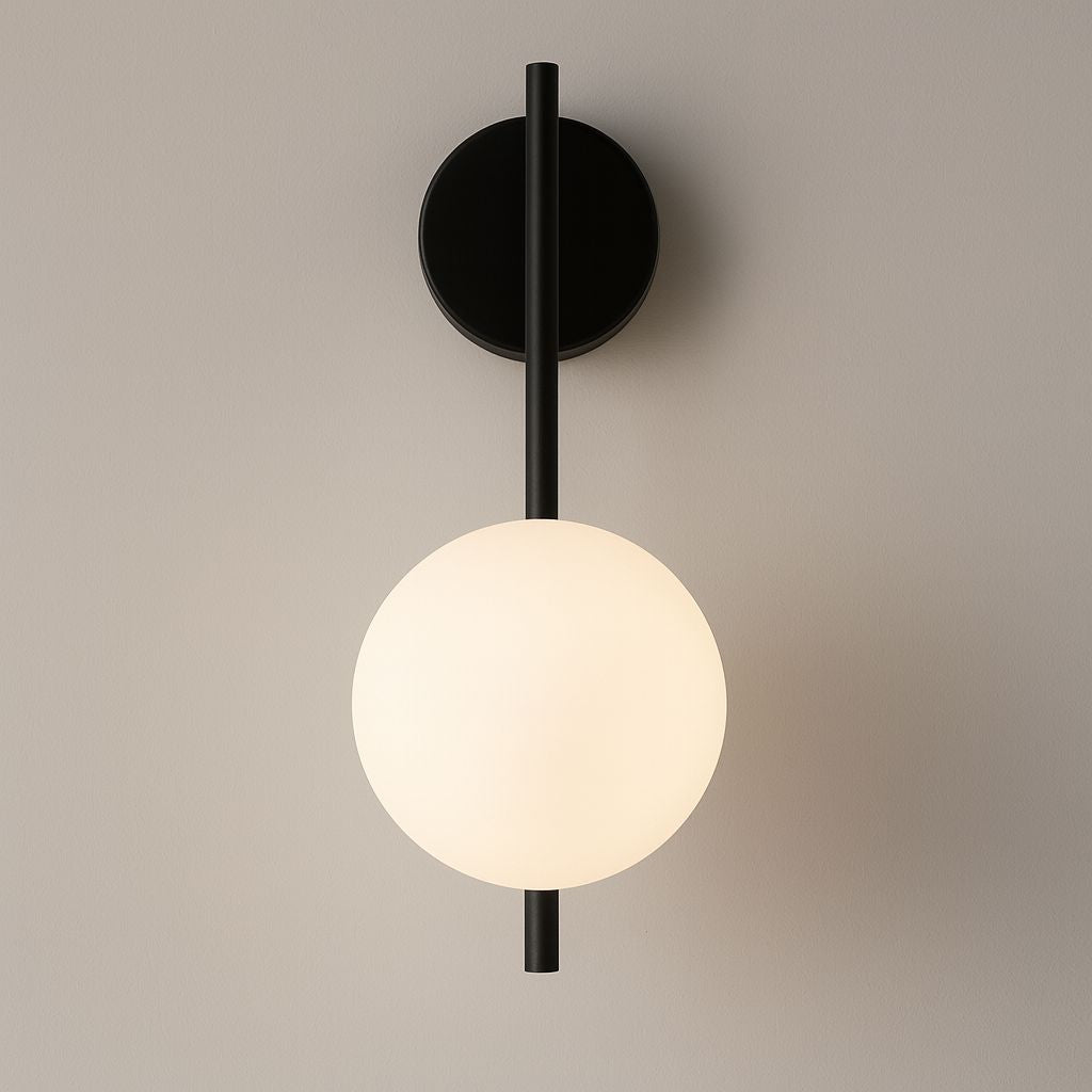 Luminária Arandela de Parede Esfera Opus em Led Conceito Preto Luz Quente 
