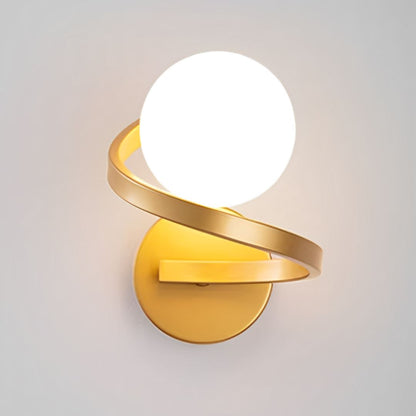 Luminária Arandela de Parede Esfera Orbit Spiral Conceito Dourado Quente 