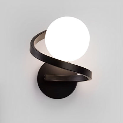 Luminária Arandela de Parede Esfera Orbit Spiral Conceito Preto Quente 