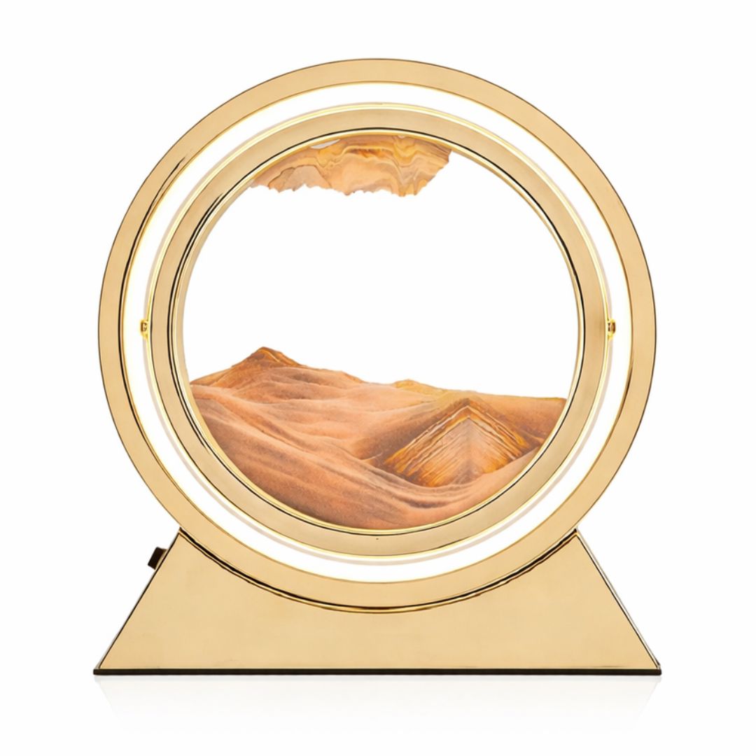 Luminária Criativa Ampulheta Quicksand em Led Conceito Dourado 