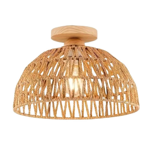 Luminária de Teto Plafon Sobrepor Bohemian Rattan 23cm Conceito 