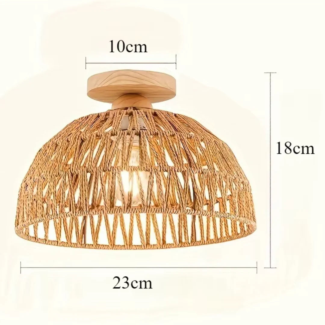 Luminária de Teto Plafon Sobrepor Bohemian Rattan 23cm Conceito 