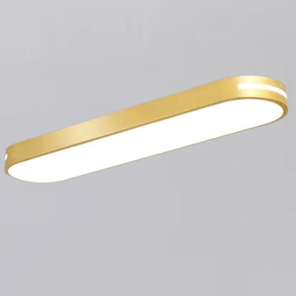 Luminária de Teto Plafon Sobrepor Elipse Oval Light 50cm Conceito Dourado Luz Quente 