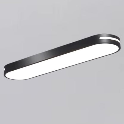 Luminária de Teto Plafon Sobrepor Elipse Oval Light 50cm Conceito Preto Luz Quente 