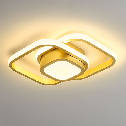 Luminária de Teto Plafon Sobrepor em Led Quadrado Duplo para Quarto Sala Plafon - 0010 Conceito Dourado Quente 