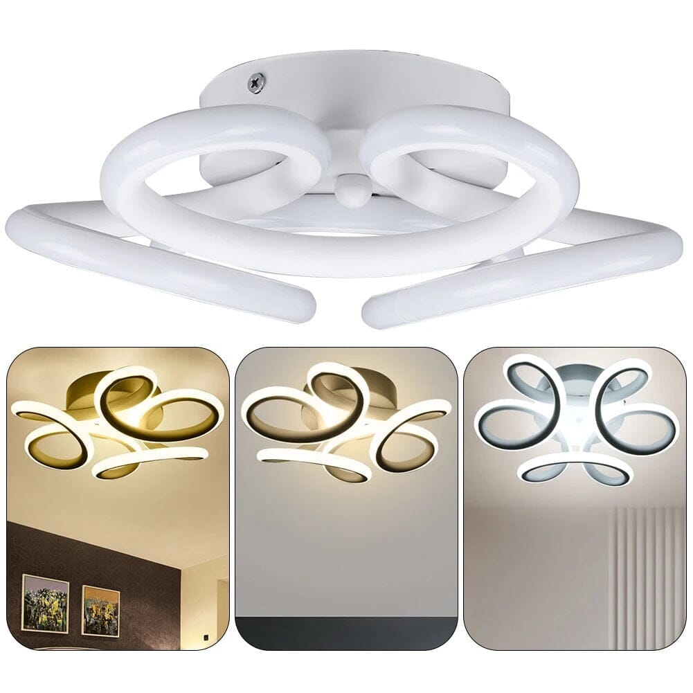 Luminária de Teto Plafon Sobrepor Flower para Quarto Sala (26cm) luzes Conceito Branca Tricolor 