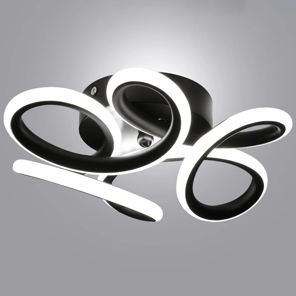 Luminária de Teto Plafon Sobrepor Flower para Quarto Sala (26cm) luzes Conceito Preto Fria 