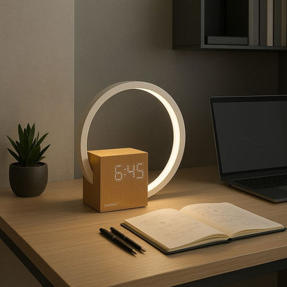 Luminária Minimalista de Mesa e Relógio Digital Circuit LED 22,5cm Abajur - 0040 Conceito 