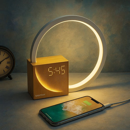 Luminária Minimalista de Mesa e Relógio Digital Circuit LED 22,5cm Abajur - 0040 Conceito 