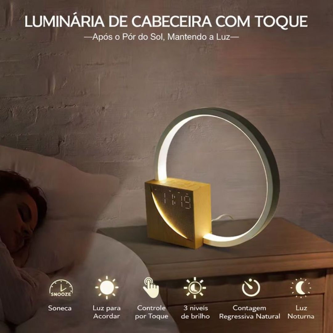 Luminária Minimalista de Mesa e Relógio Digital Circuit Led Conceito 