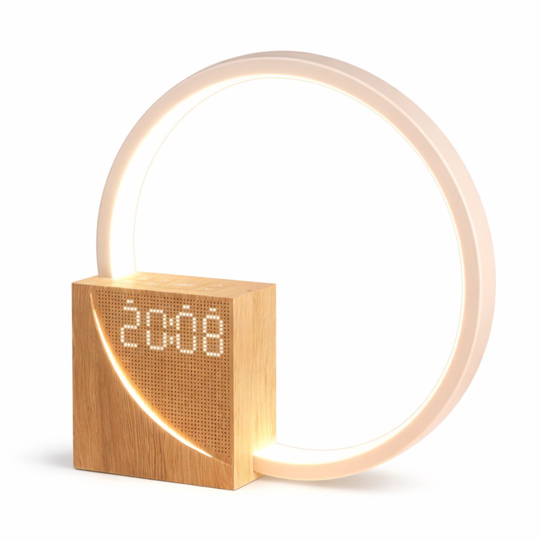 Luminária Minimalista de Mesa e Relógio Digital Circuit Led Conceito 