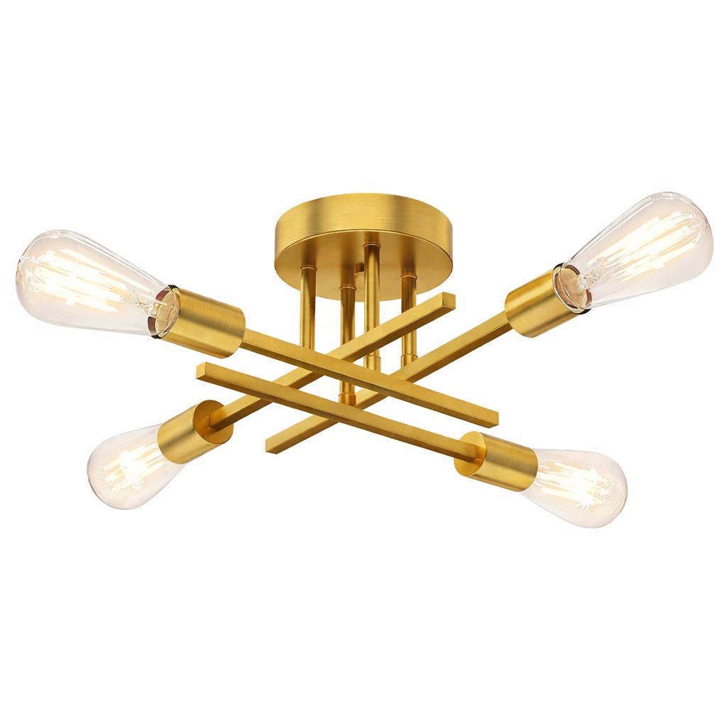 Lustre Luminária de Teto Flash Mount Dourado (04 lâmpadas) Lustre - 0030 Conceito 