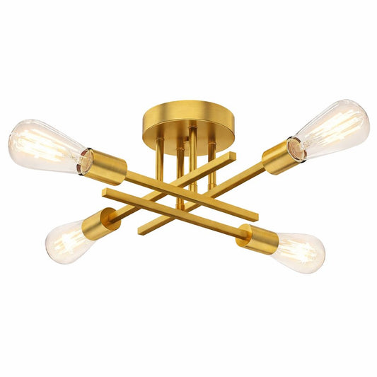 Lustre Luminária de Teto Flash Mount Dourado (04 lâmpadas) Lustre - 0030 Conceito 