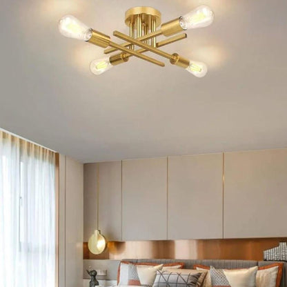 Lustre Luminária de Teto Flash Mount Dourado (04 lâmpadas) Lustre - 0030 Conceito 