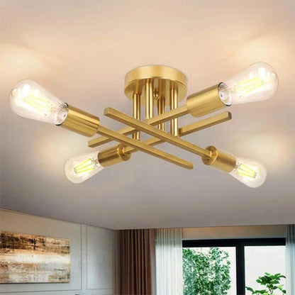 Lustre Luminária de Teto Flash Mount Dourado (04 lâmpadas) Lustre - 0030 Conceito 