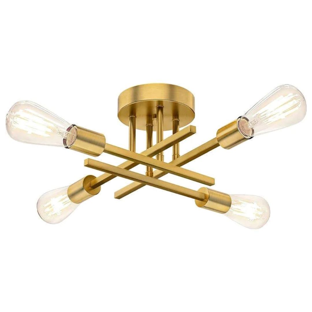 Lustre Luminária de Teto Flash Mount Dourado (04 lâmpadas) Lustre - 0030 Conceito 