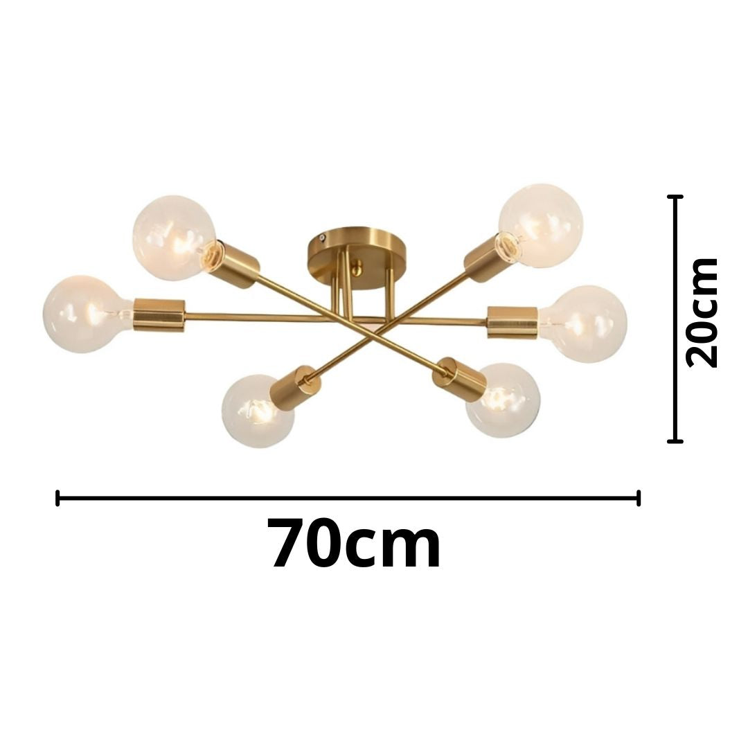 Lustre Luminária de Teto Sputnik Dourado (06 lâmpadas) Lustre - 0002 Conceito 