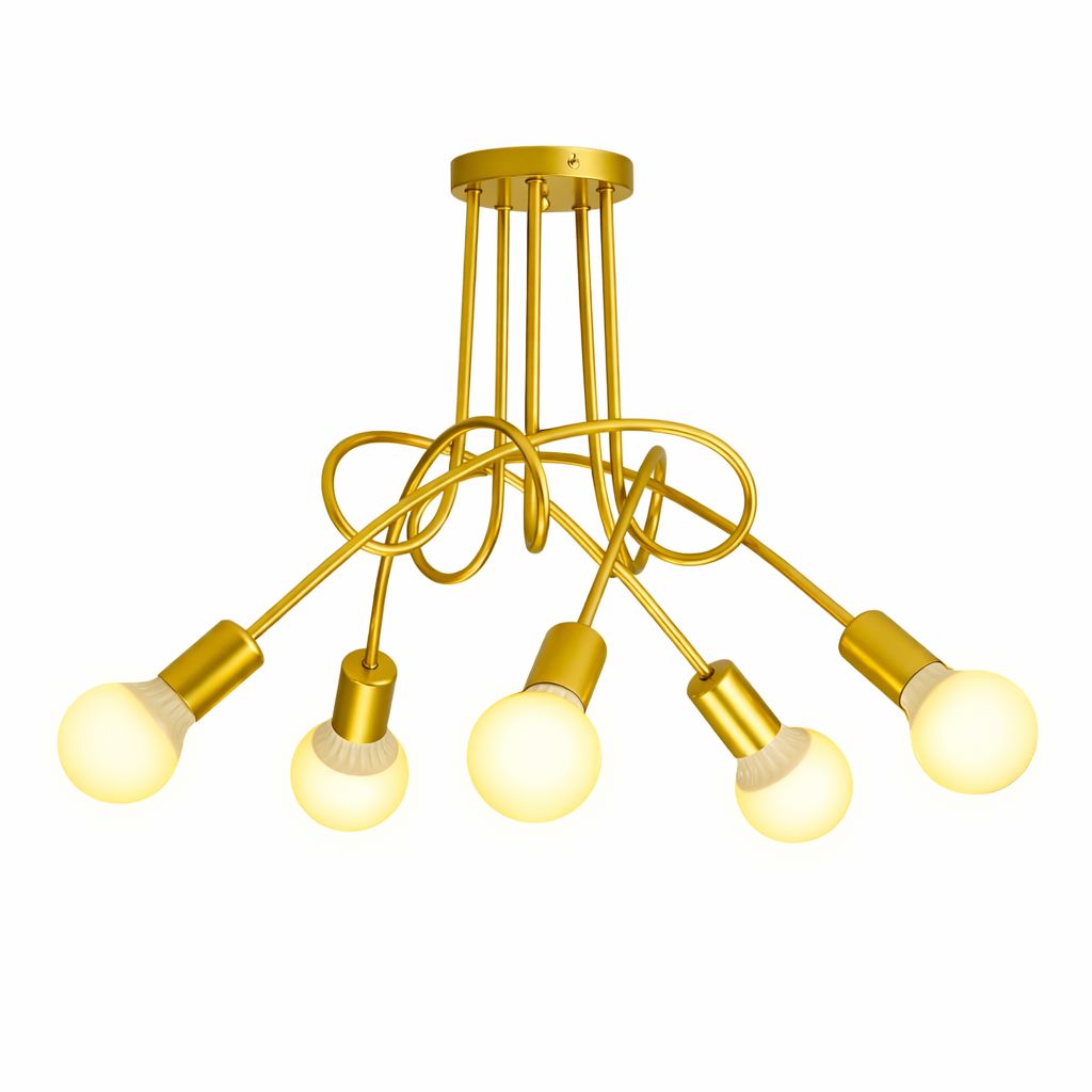 Lustre Luminária de Teto Sputnik Entrelaçado (3 e 5 hastes) para Quarto Sala Lustre - 0004 Conceito 