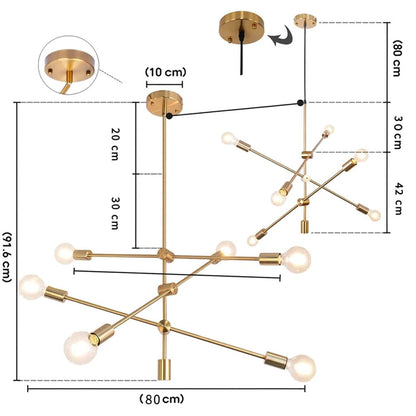 Lustre Luminária de Teto Sputnik Eternity (06 lâmpadas) Lustre - 0039 Conceito 