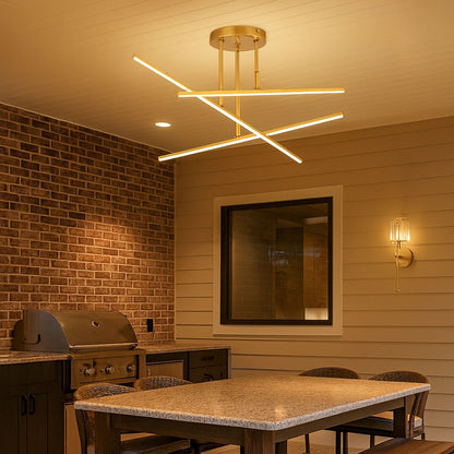 Lustre Luminária de Teto Sputnik Prisma Dourado Conceito 