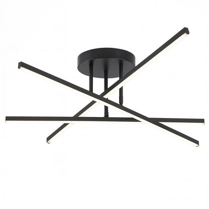 Lustre Luminária de Teto Sputnik Prisma Dourado Conceito Preto Luz Quente 