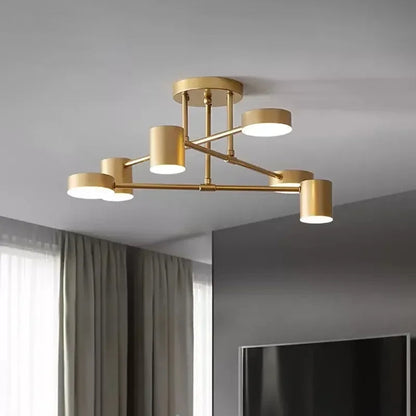 Lustre Luminária de Teto Sputnik Próton (06 lâmpadas) luzes Conceito Dourado 