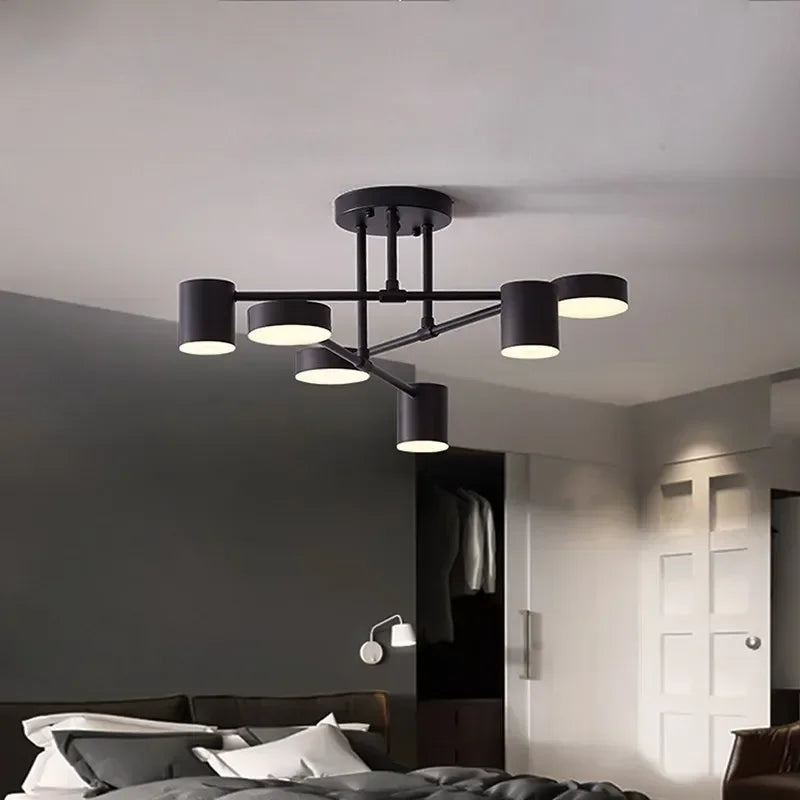 Lustre Luminária de Teto Sputnik Próton (06 lâmpadas) luzes Conceito Preto 