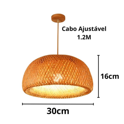 Lustre Pendente Artesanal Bohemian Rattan Pendente - 0041 YuDome 