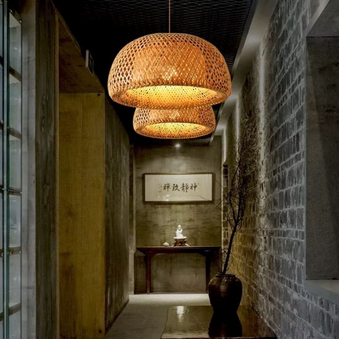 Lustre Pendente Artesanal Bohemian Rattan Pendente - 0041 YuDome 