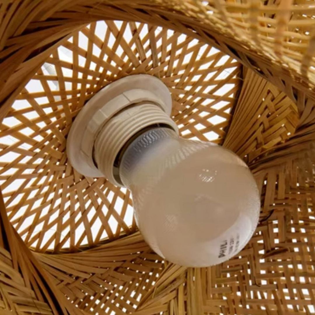 Lustre Pendente Artesanal Rattan Bambu Pendente - 0061 Conceito 