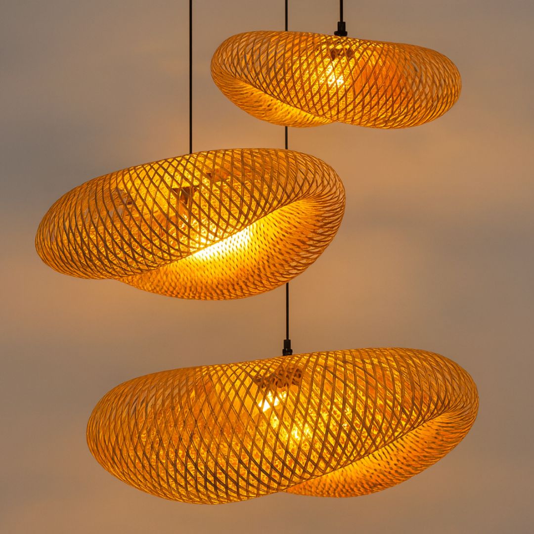 Lustre Pendente Artesanal Rattan Bambu Pendente - 0061 Conceito 