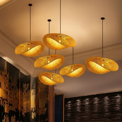 Lustre Pendente Artesanal Rattan Bambu Pendente - 0061 Conceito 