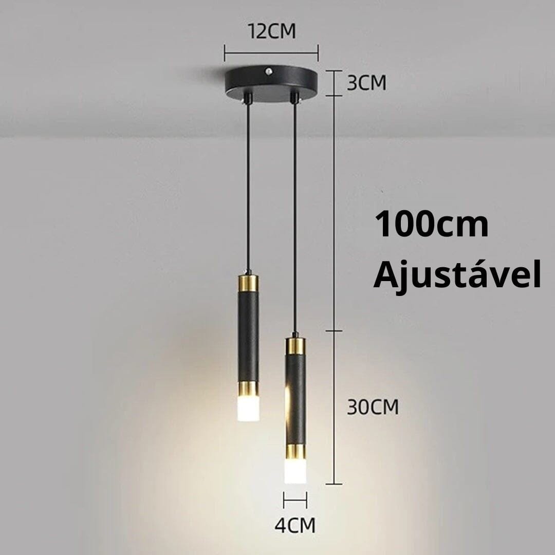 Lustre Pendente Cilindric Duplo em LED Pendente - 0004 YuDome 