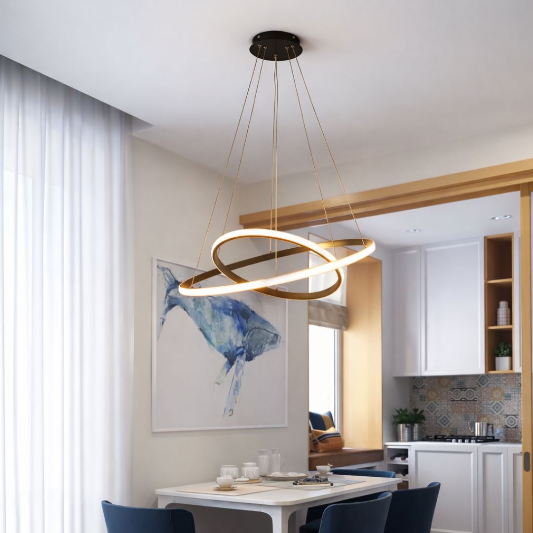 Lustre Pendente Circular Duplo em Led Lustre - 0023 Conceito 