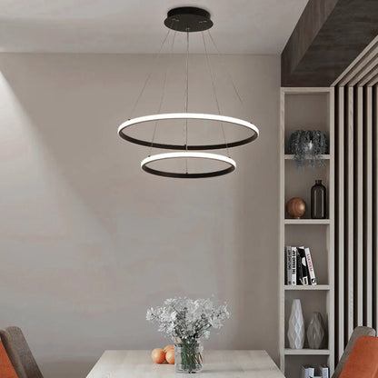 Lustre Pendente Circular Duplo em Led luzes Conceito Fria 