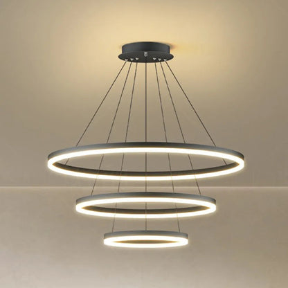 Lustre Pendente Circular Triplo em Led para Sala Jantar luzes projeto-150 