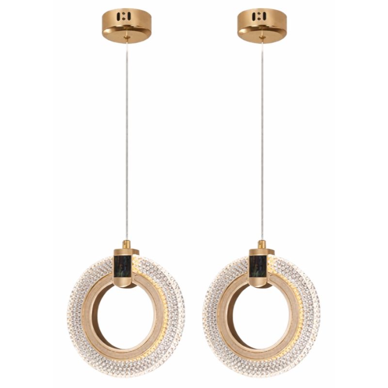 Lustre Pendente de Luxo Cristal Circular Pendente - 0003 Conceito 02 Unidades 