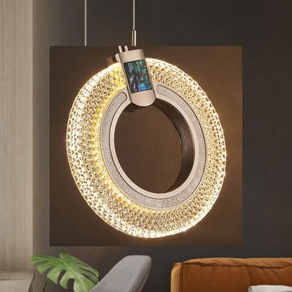 Lustre Pendente de Luxo Cristal Circular Pendente - 0003 Conceito 