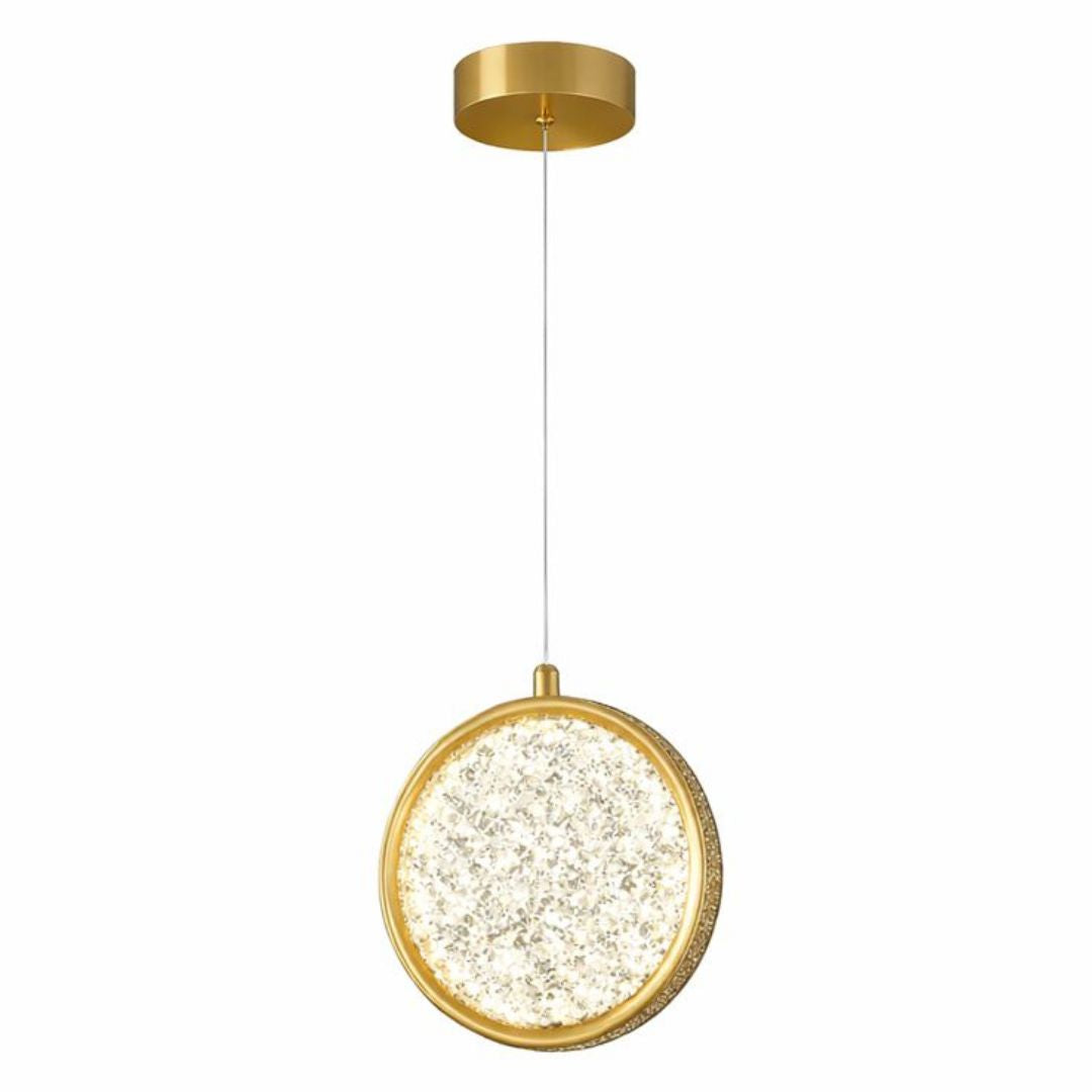 Lustre Pendente de Luxo Cristal Dourado Pendente - 0005 Conceito 