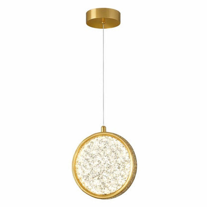 Lustre Pendente de Luxo Cristal Dourado Pendente - 0005 Conceito 