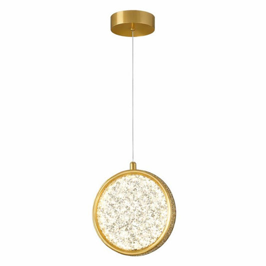 Lustre Pendente de Luxo Cristal Dourado Pendente - 0005 Conceito 