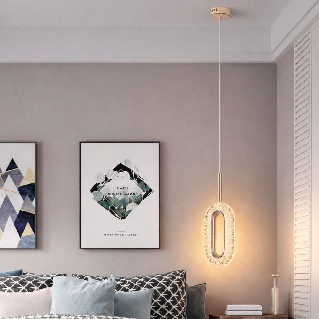 Lustre Pendente de Luxo Cristal Oval Pendente - 0020 Conceito 