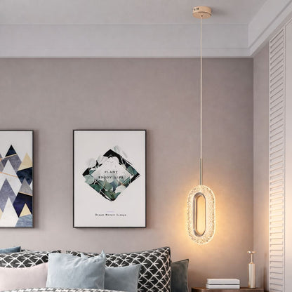 Lustre Pendente de Luxo Cristal Oval Pendente - 0020 Conceito 