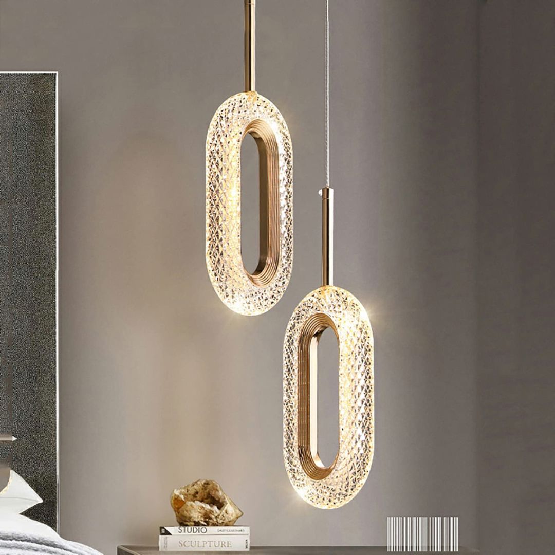 Lustre Pendente de Luxo Cristal Oval Pendente - 0020 Conceito 
