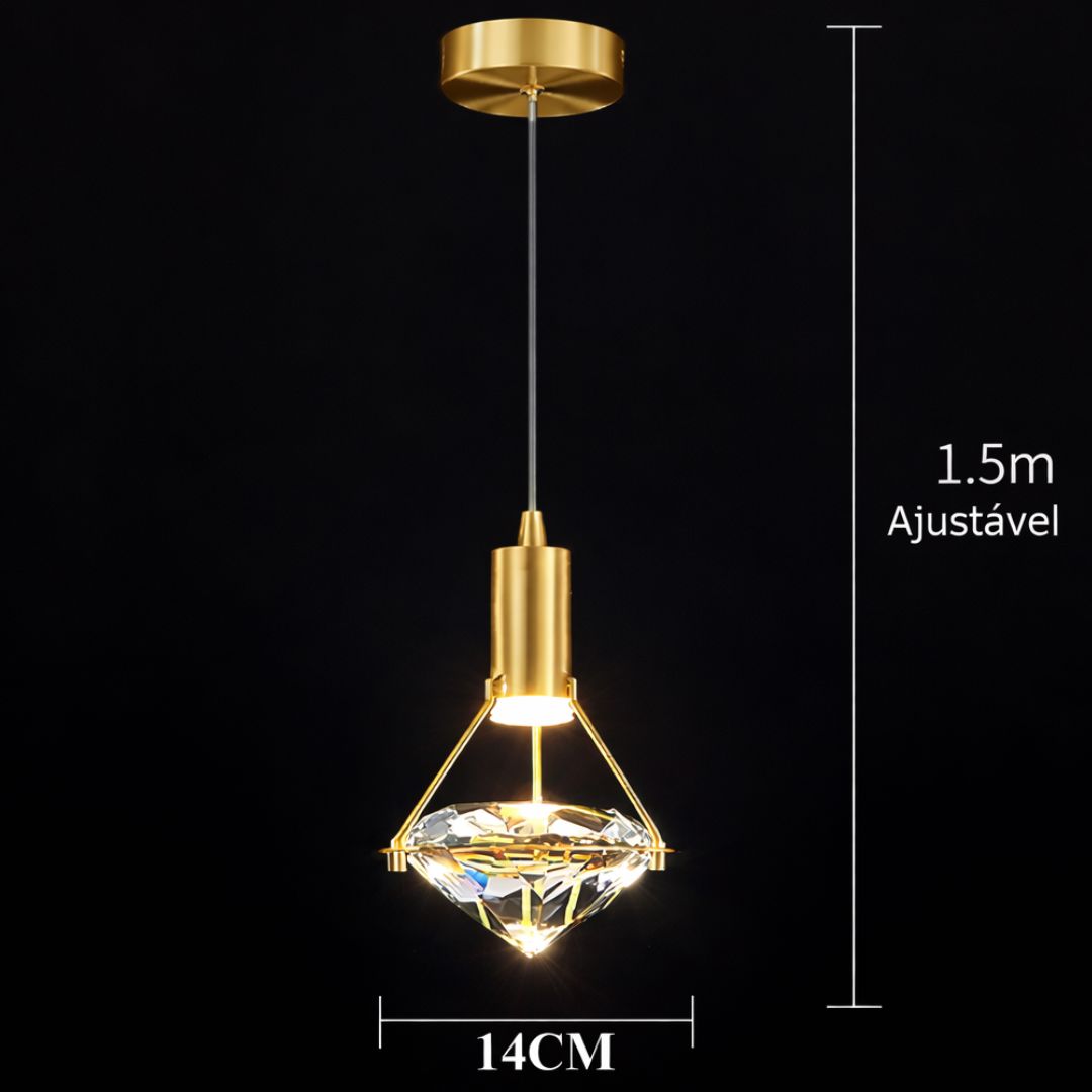 Lustre Pendente de Luxo Crystals Diamond Pendente - 0009 Conceito 