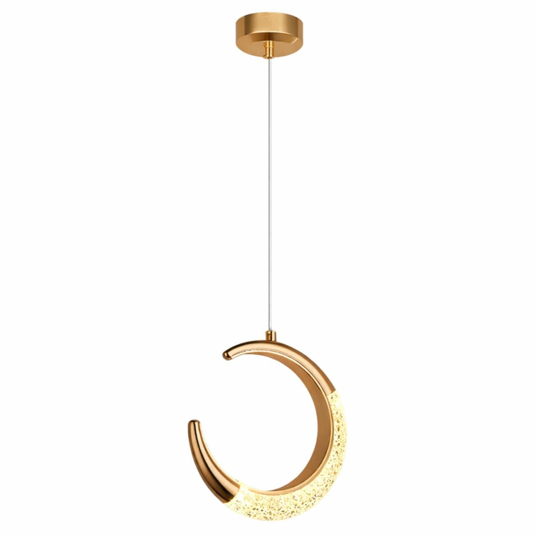 Lustre Pendente de Luxo Dourado Lua Cristal Pendente - 0012 Conceito 