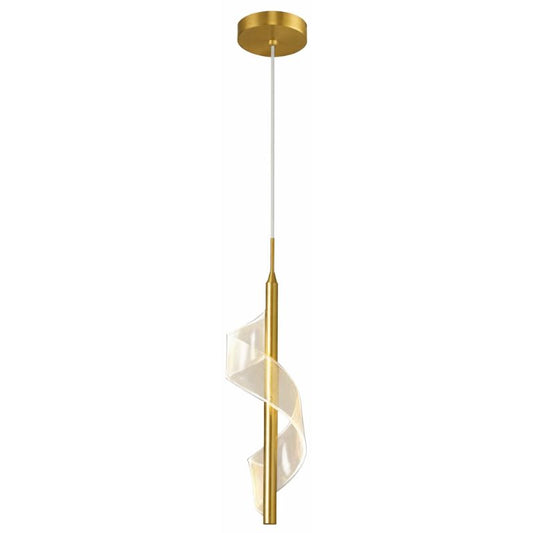 Lustre Pendente de Luxo em Espiral Acrílico Pendente - 0013 Conceito Dourado Luz Quente 01 Unidade