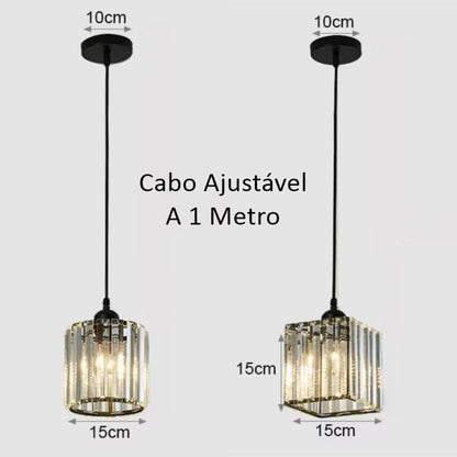 Lustre Pendente de Luxo Glossy em Crystal K9 Conceito 